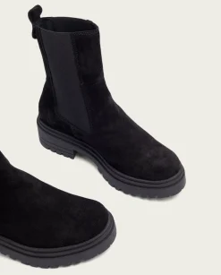 Botines Serraje Negros Con Elasticos Sibila