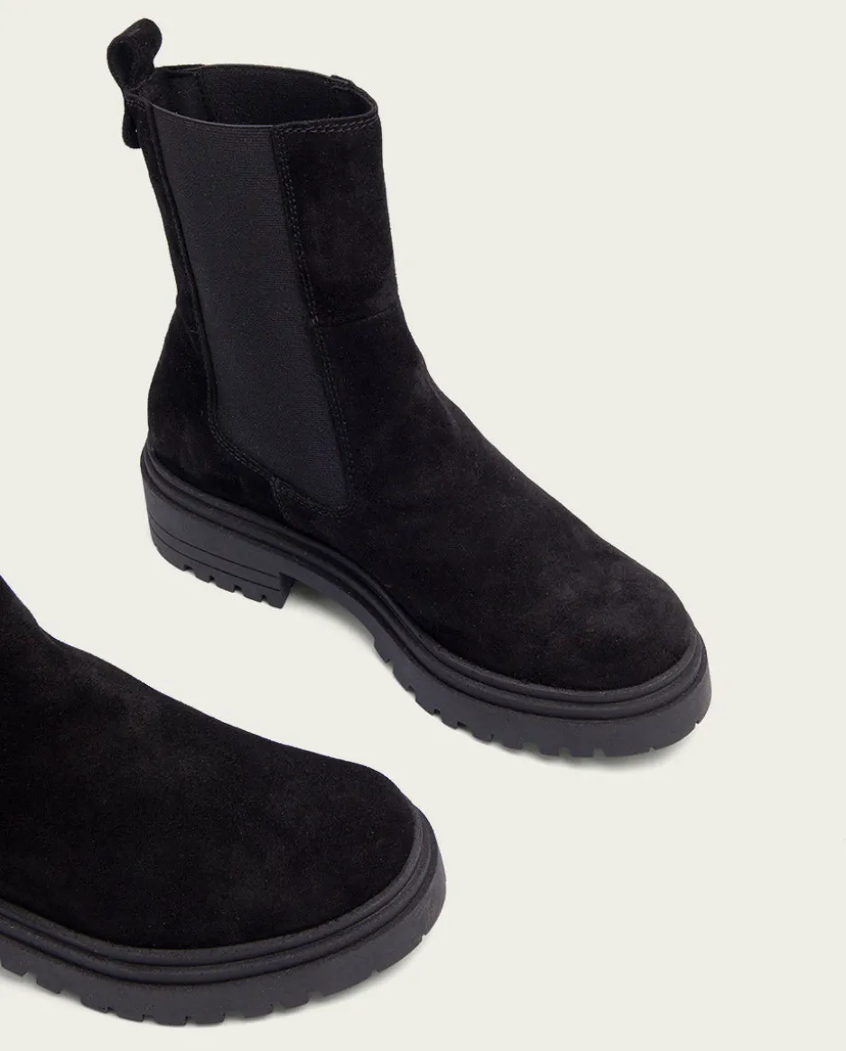 Botines Serraje Negros Con Elasticos Sibila