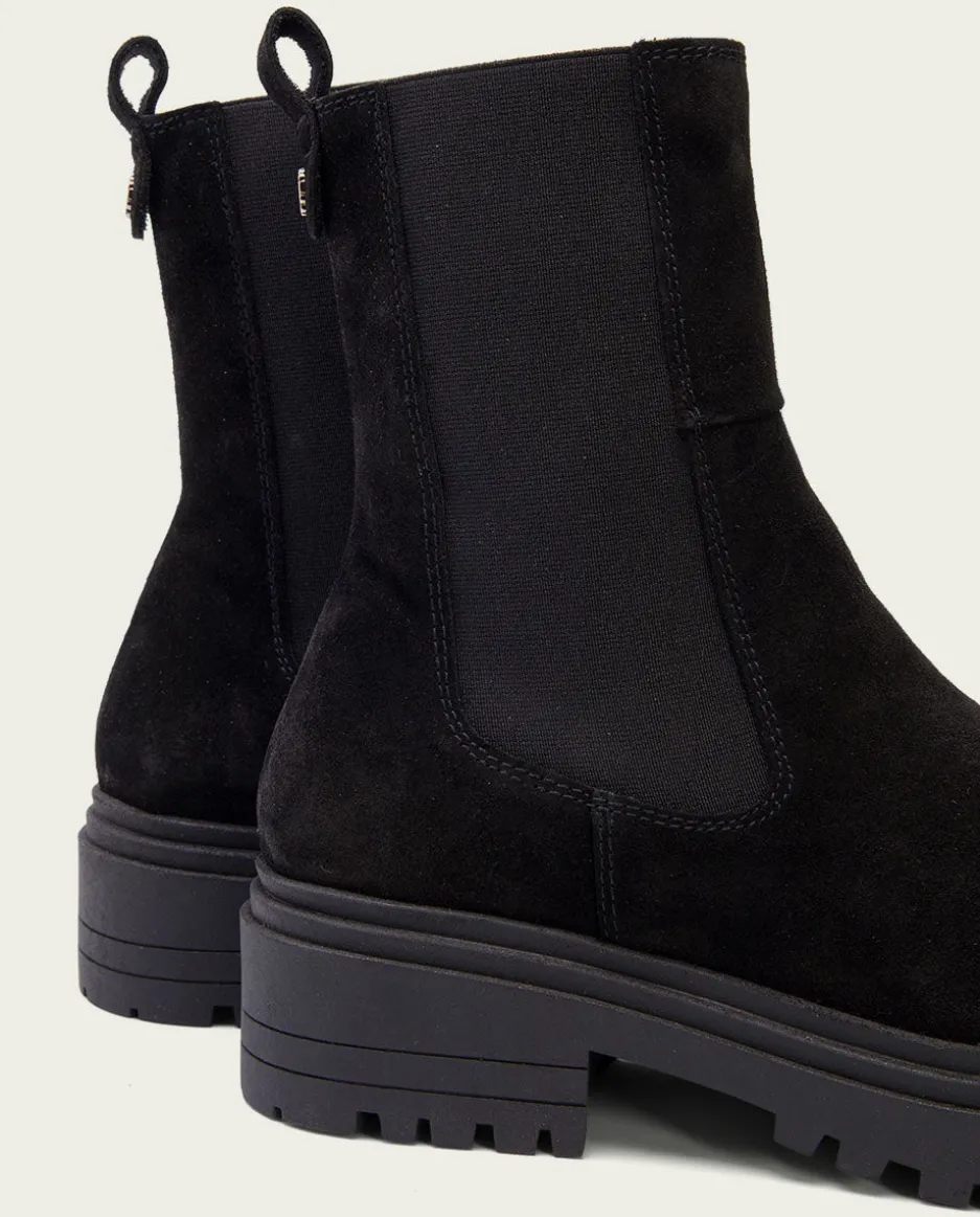 Botines Serraje Negros Con Elasticos Sibila