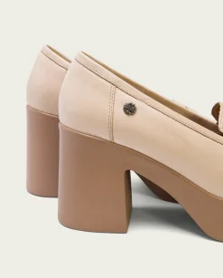 Mocasines De Tacón En Piel Taupe Laia