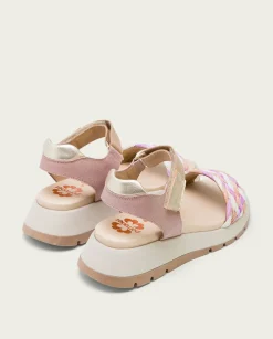 Plataforma De Piel Y Tejido Rosa Edurne