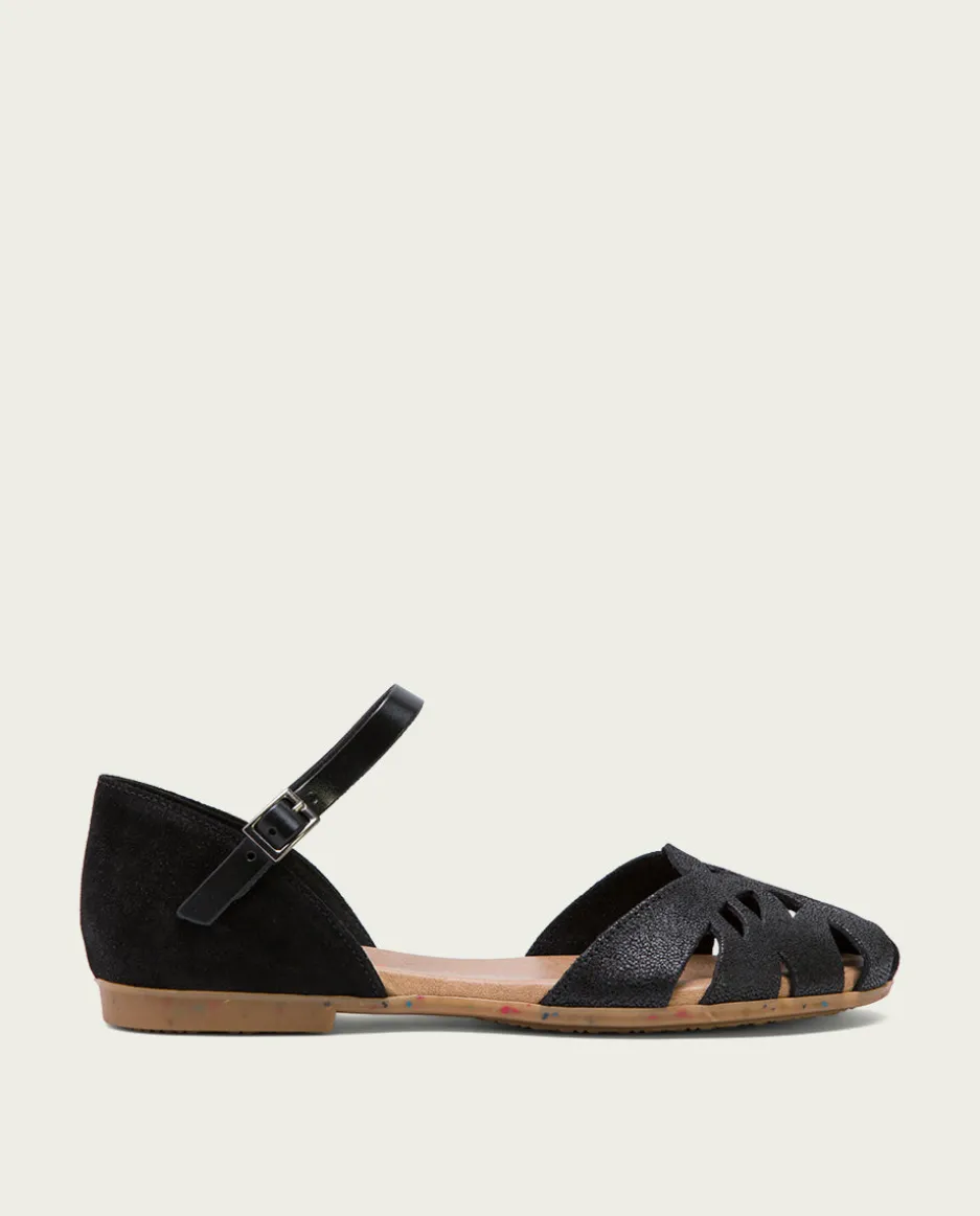 Sandalia Plana Piel Negro Adriana
