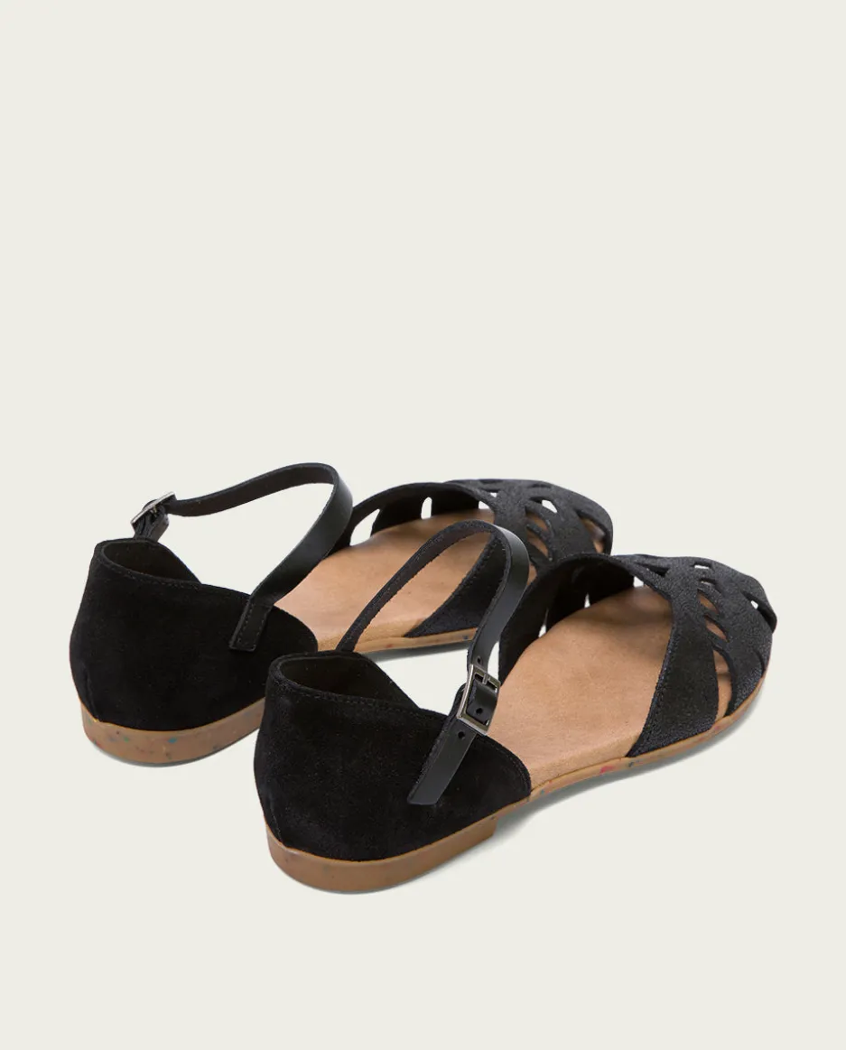 Sandalia Plana Piel Negro Adriana