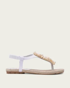 Sandalia Plana Yute Y Piel Blanco Martia
