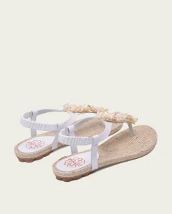 Sandalia Plana Yute Y Piel Blanco Martia