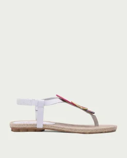 Sandalia Plana Yute Y Piel Blanco Mia