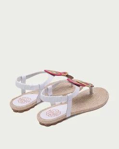 Sandalia Plana Yute Y Piel Blanco Mia