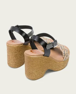 Sandalia Tacón Alto Negro Plomo Raina