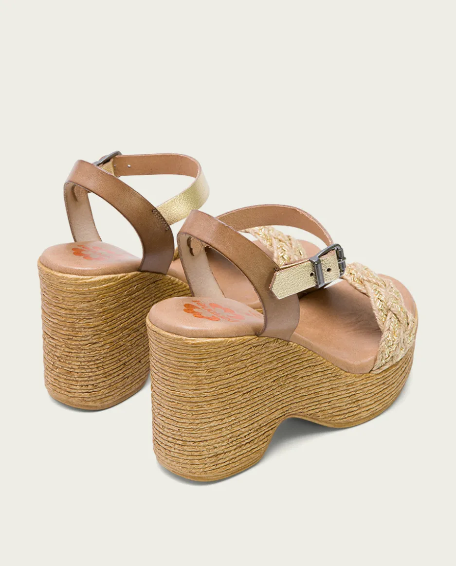 Sandalia Tacón Alto Taupe Platino Raina