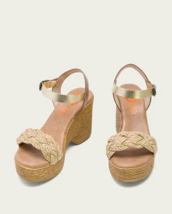 Sandalia Tacón Alto Taupe Platino Raina