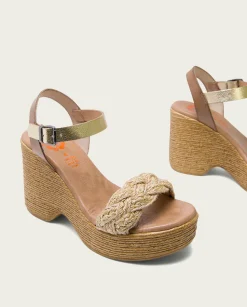 Sandalia Tacón Alto Taupe Platino Raina