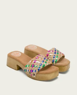 Sandalia Tacón Bajo Multicolor Uma