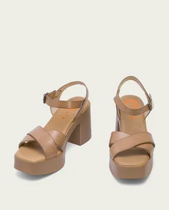 Sandalia Tacón Piel Taupe Zoe
