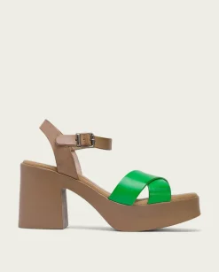 Sandalia Tacón Piel Zoe Verde