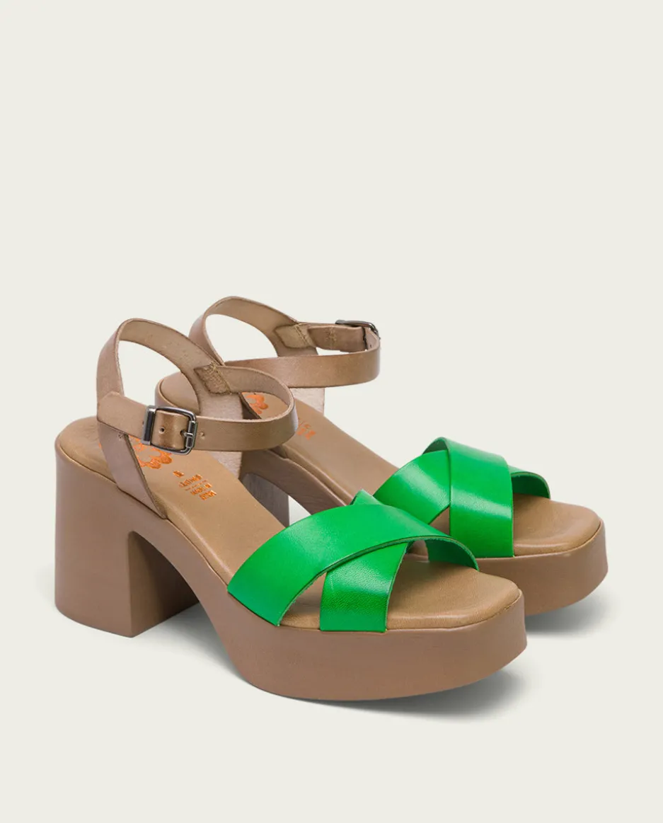 Sandalia Tacón Piel Zoe Verde